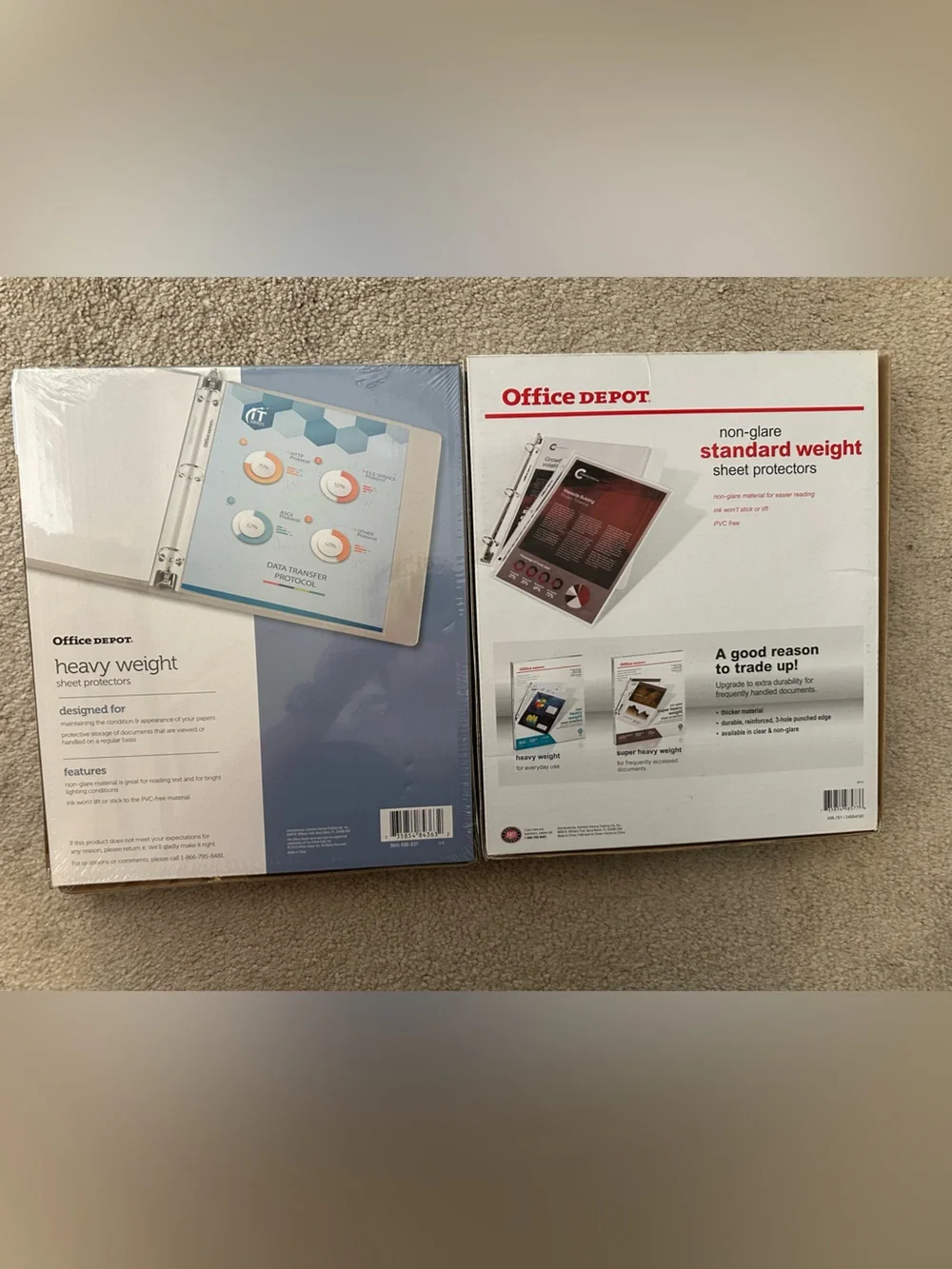 90 Office Depot 50 Heavy Weight & 40 Standard Weight Non-Glare Sheet Protectors